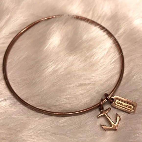 Coach Authentic Brass Bangle Bracelet with Coach Hang tag and Nautical Anchor - Picture 3 of 4
